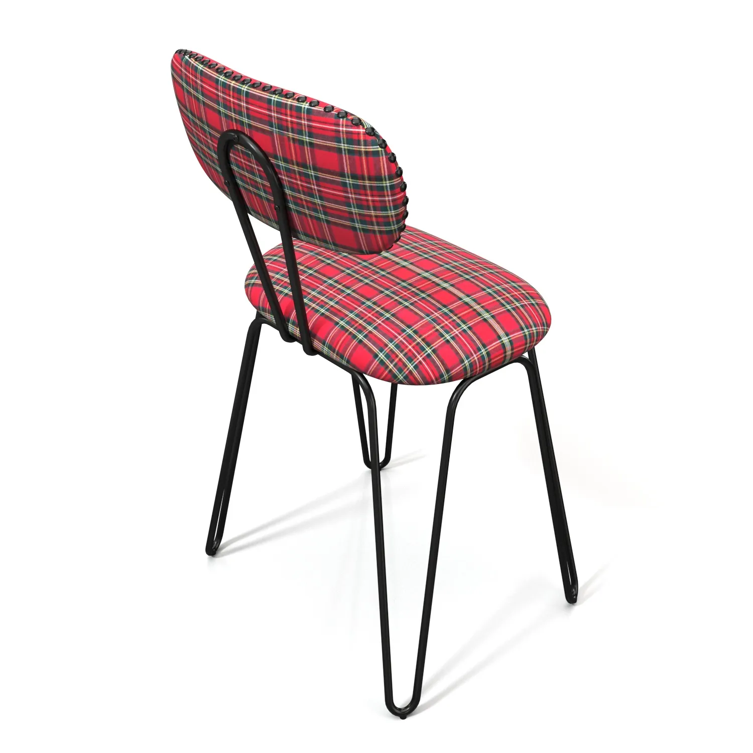 Check Fabric Seat And Metal Leg Study Chair PBR 3D Model_06